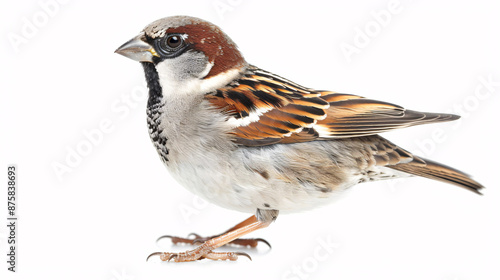 Sparrow on a white background. Isolated close-up © Argun Stock Photos