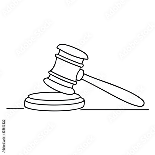 a judge gavel in line art vector illustration isolated on a white background