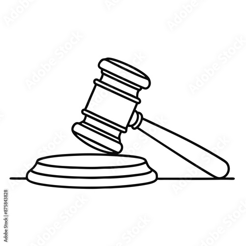 a judge gavel in line art vector illustration isolated on a white background