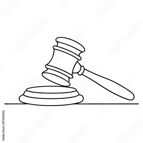 a judge gavel in line art vector illustration isolated on a white background