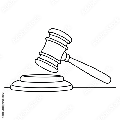 a judge gavel in line art vector illustration isolated on a white background