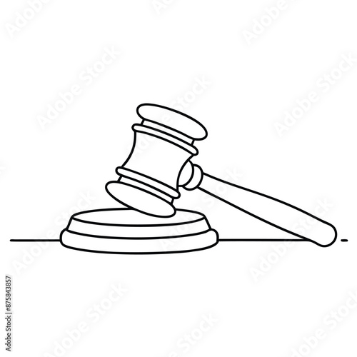 a judge gavel in line art vector illustration isolated on a white background