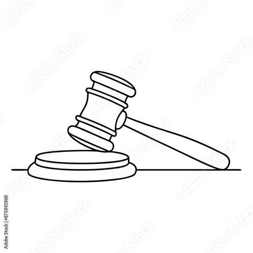 a judge gavel in line art vector illustration isolated on a white background