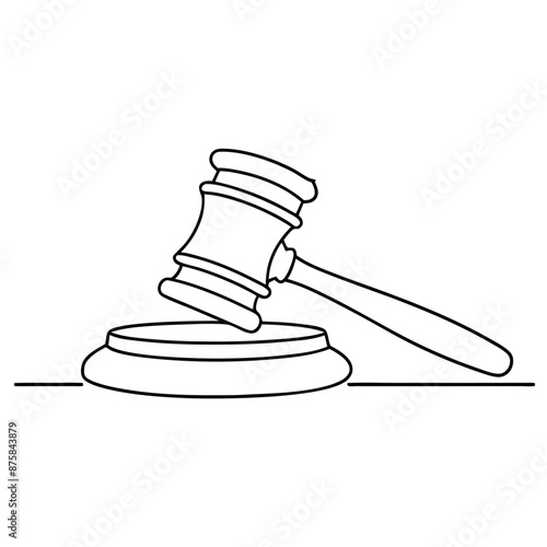 a judge gavel in line art vector illustration isolated on a white background