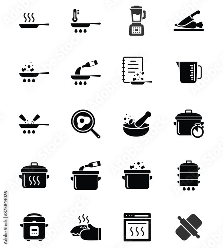 set of cooking icons, utensils, kitchen