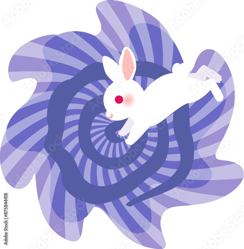 渦の中へ飛び込むウサギ、ウサギの穴