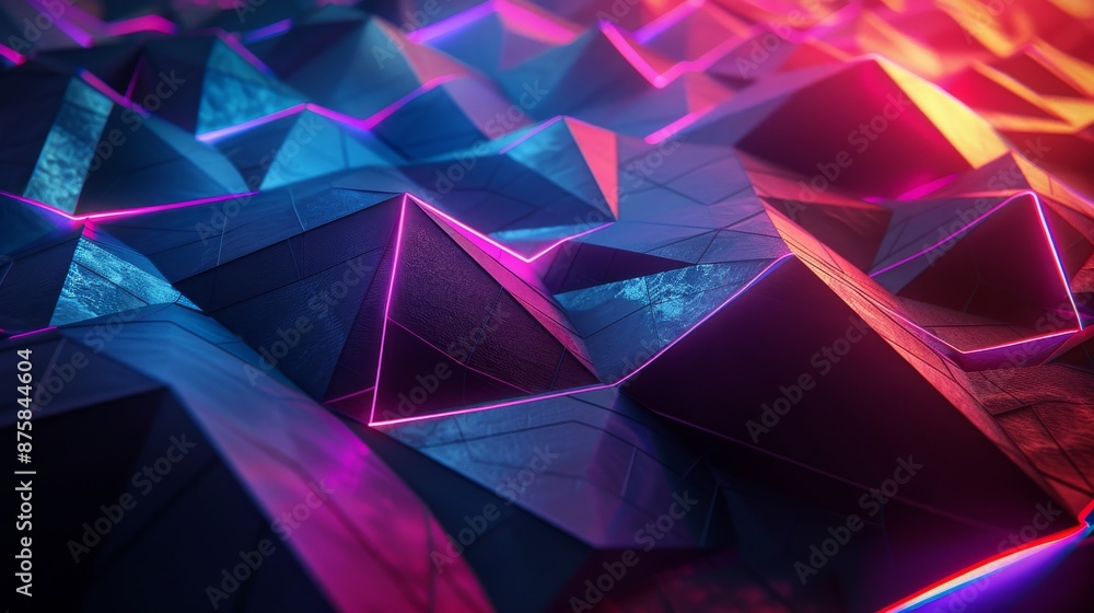 Dark futuristic landscape with glowing neon lights Dark futuristic landscape with glowing neon lights