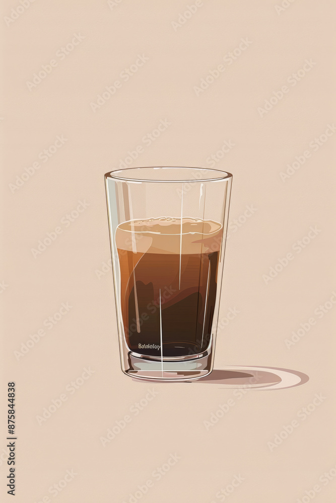 a glass of coffee on simple background, minimalism illustration a glass of coffee on simple background, minimalism illustration