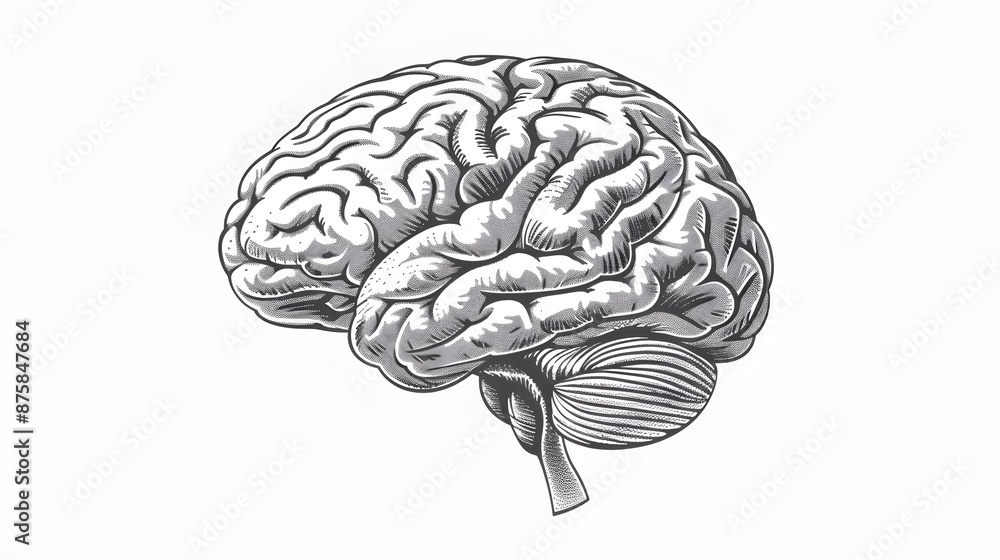 brain sketch on white background brain sketch on white background