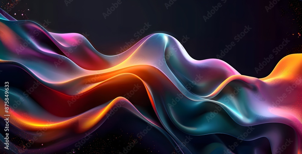 dark Abstract 3D Background with colorful gradient shapes, featuring an abstract fluid shape in the foreground and a dynamic flow of liquid forms dark Abstract 3D Background with colorful gradient shapes, featuring an abstract fluid shape in the foreground and a dynamic flow of liquid forms