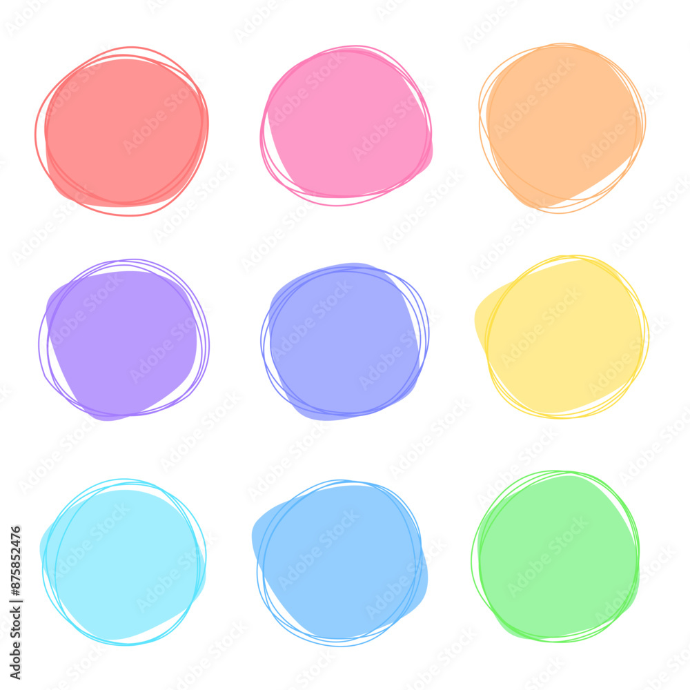 set of abstract circle shapes in pastel colors set of abstract circle shapes in pastel colors