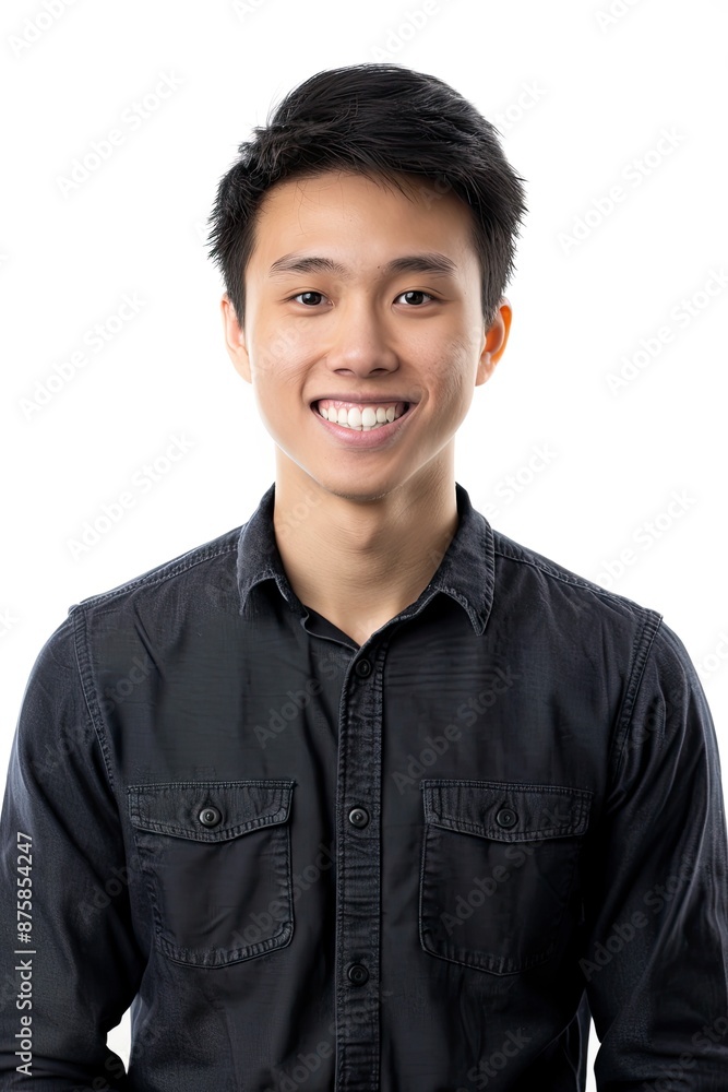 Young Asian man smiling isolated on white background - genereative ai Young Asian man smiling isolated on white background - genereative ai