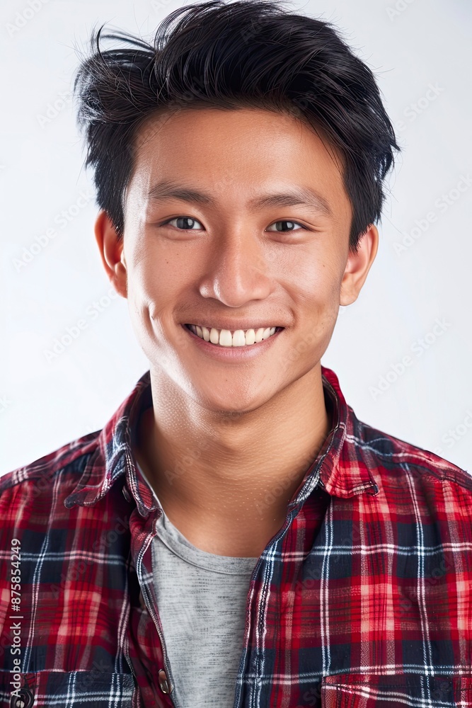 Young Asian man smiling isolated on white background - genereative ai Young Asian man smiling isolated on white background - genereative ai