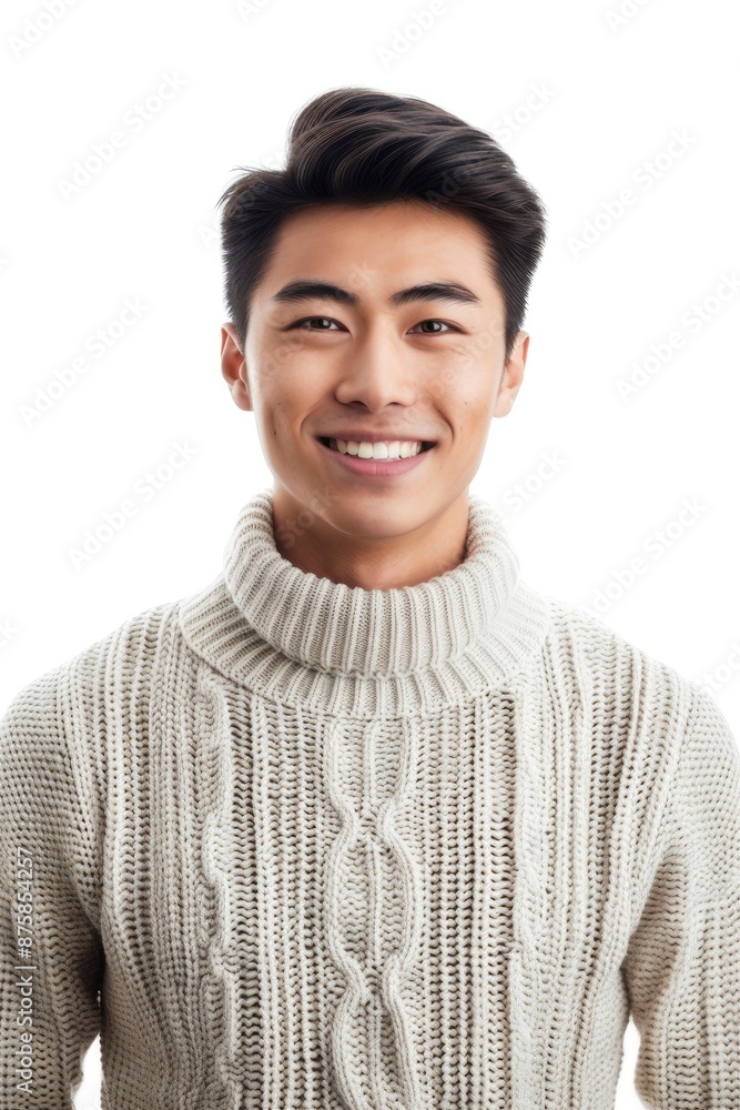 Young Asian man smiling isolated on white background - genereative ai Young Asian man smiling isolated on white background - genereative ai