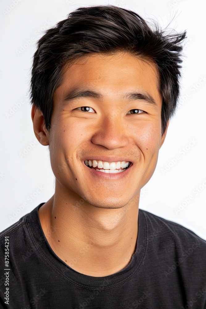 Young Asian man smiling isolated on white background - genereative ai Young Asian man smiling isolated on white background - genereative ai