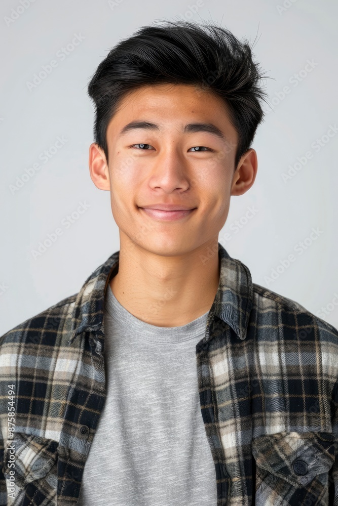 Young Asian man smiling isolated on white background - genereative ai Young Asian man smiling isolated on white background - genereative ai