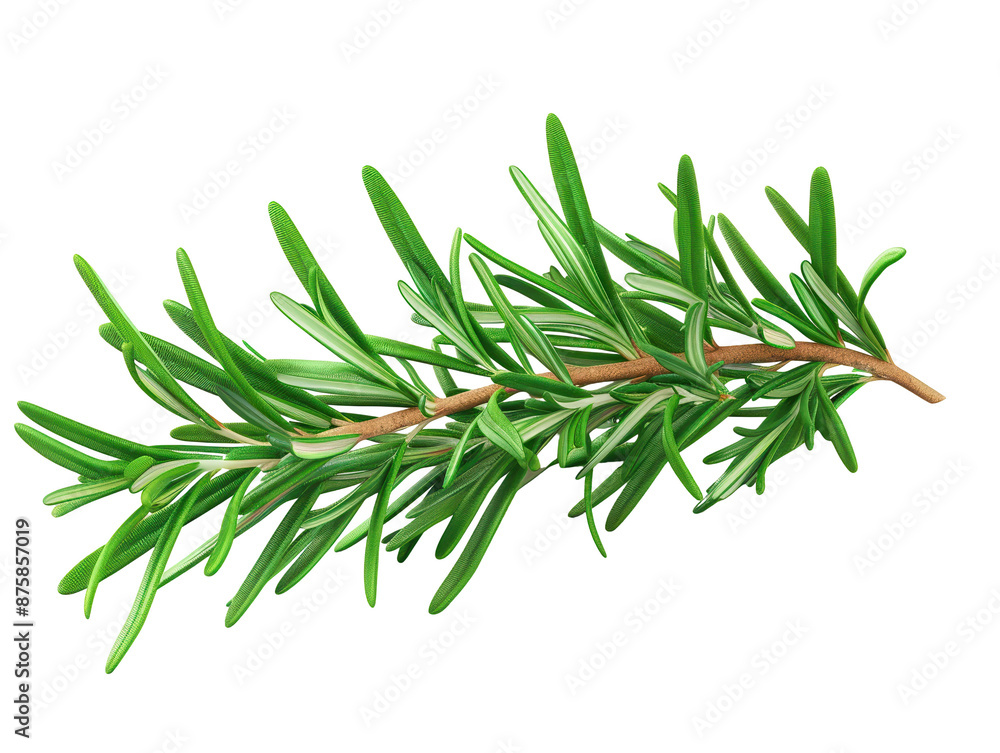 High-quality image of a fresh green rosemary sprig isolated on a white background. Perfect for culinary, botanical, or herbal content. transparent background High-quality image of a fresh green rosemary sprig isolated on a white background. Perfect for culinary, botanical, or herbal content. transparent background