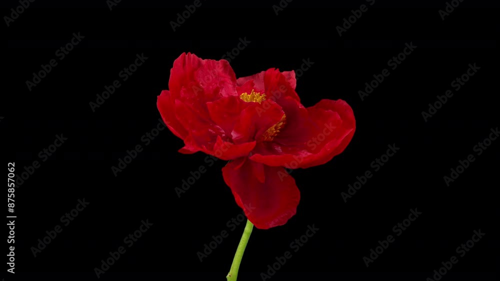 Time Lapse of a Red Peony Blooming on a Black Background, Time Lapse of a Flower Blooming Shows the Beauty and Complexity of Natural Processes, Making It Observable and Admirable Time Lapse of a Red Peony Blooming on a Black Background, Time Lapse of a Flower Blooming Shows the Beauty and Complexity of Natural Processes, Making It Observable and Admirable