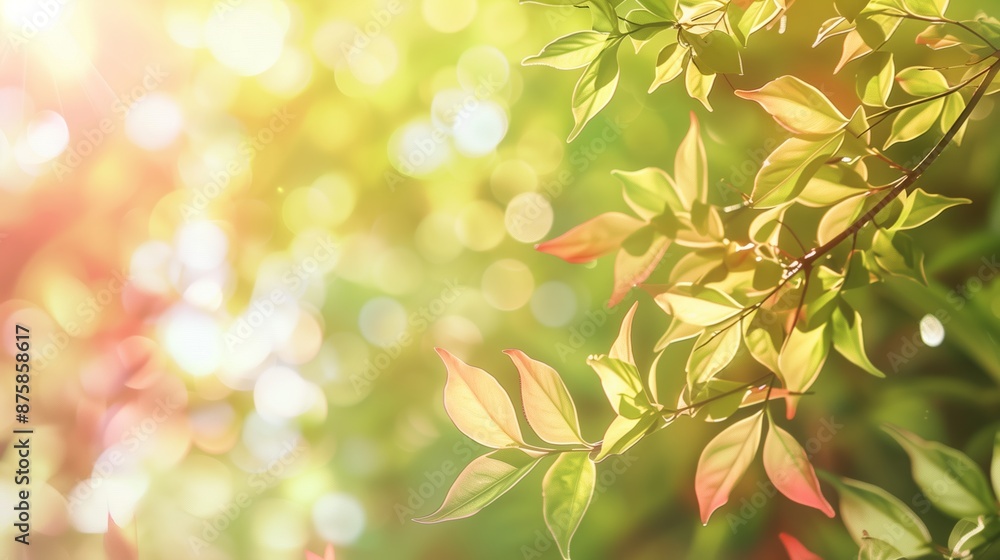Summer Theme Web Banner with Green Leaves and Bokeh Effect Summer Theme Web Banner with Green Leaves and Bokeh Effect