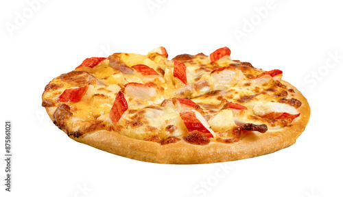 Ham&Crab Sticks pizza on isolated