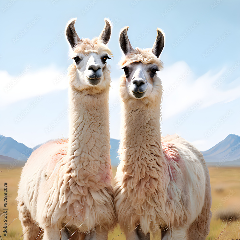 Fototapeta premium alpaca in the fields