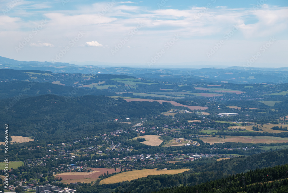 Scenic landscape of northern Czech republic, view from the peak of Jested mountain near Liberec Scenic landscape of northern Czech republic, view from the peak of Jested mountain near Liberec