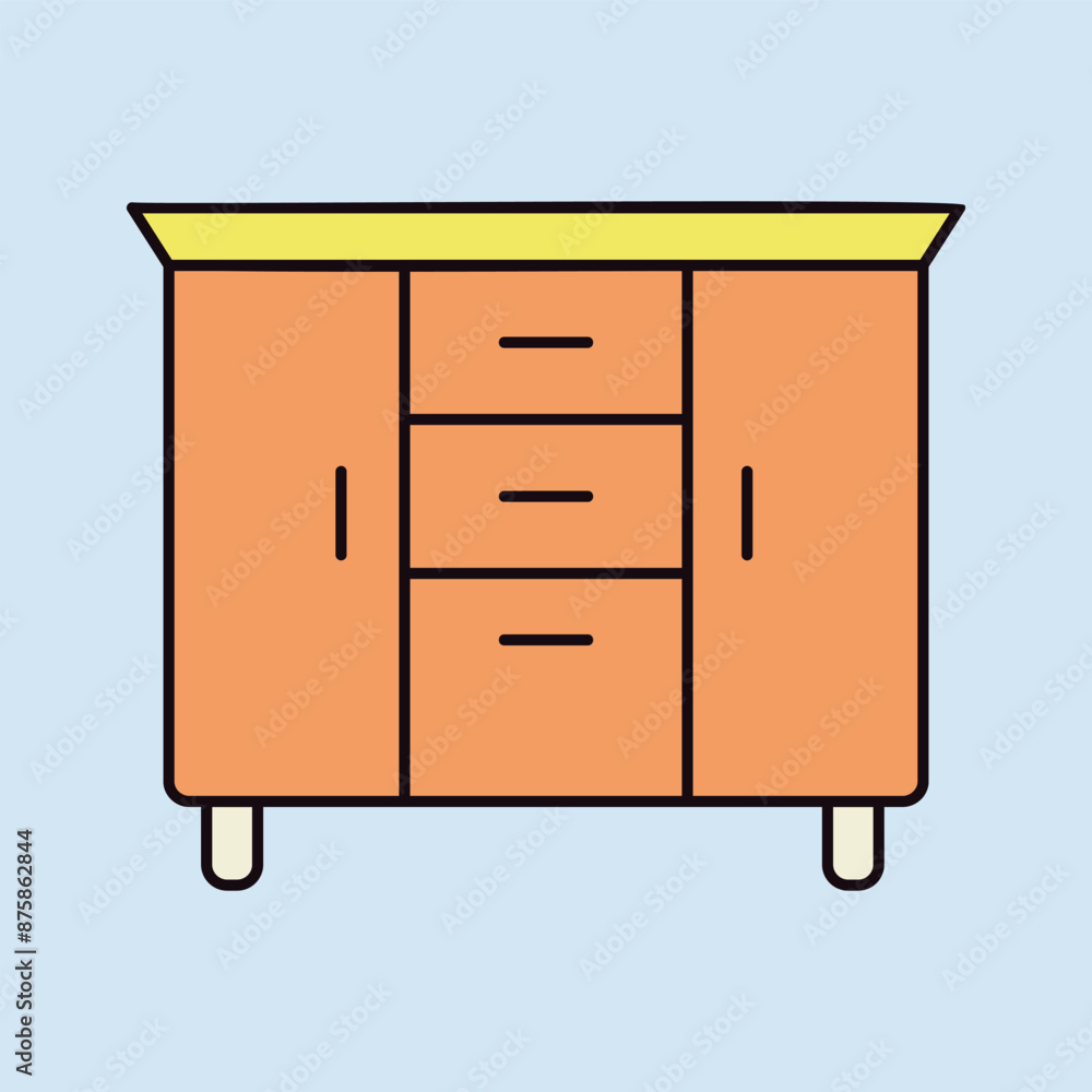 Bedside dresser vector icon. Chest of drawer sign Bedside dresser vector icon. Chest of drawer sign