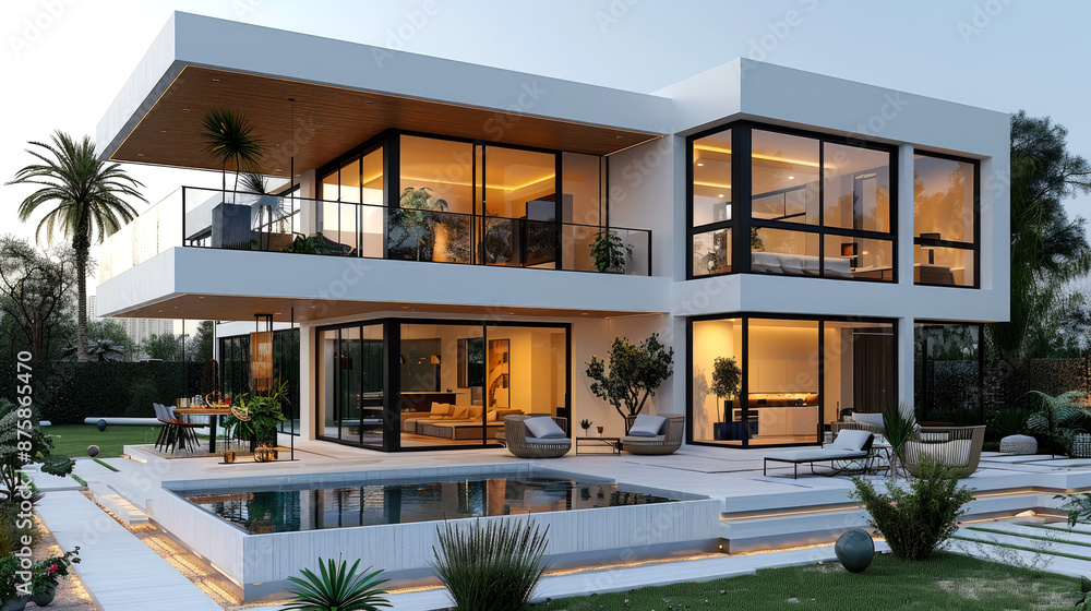 Fototapeta premium 3D rendering minimalist house style modern
