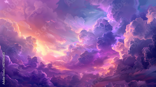 Abstract fantasy landscape purple Cumulus clouds aesthetic background © Sonya