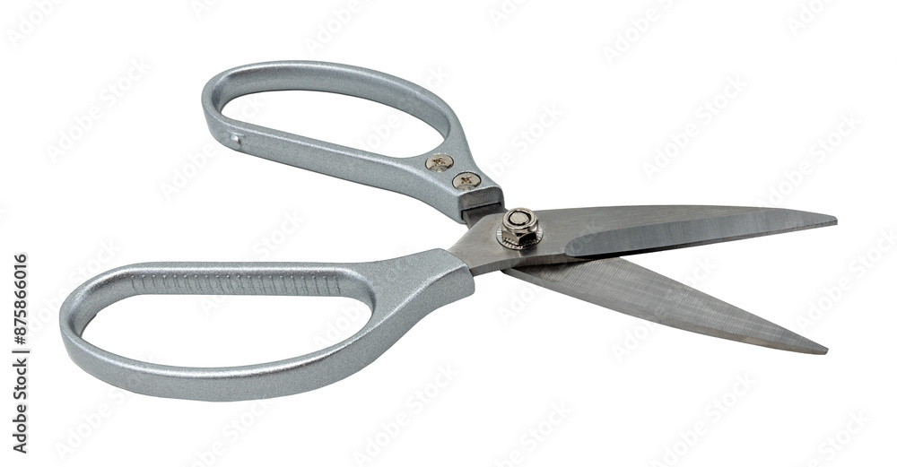Stationery scissors on a white background for office work. Tailor's or seamstress's scissors Stationery scissors on a white background for office work. Tailor's or seamstress's scissors
