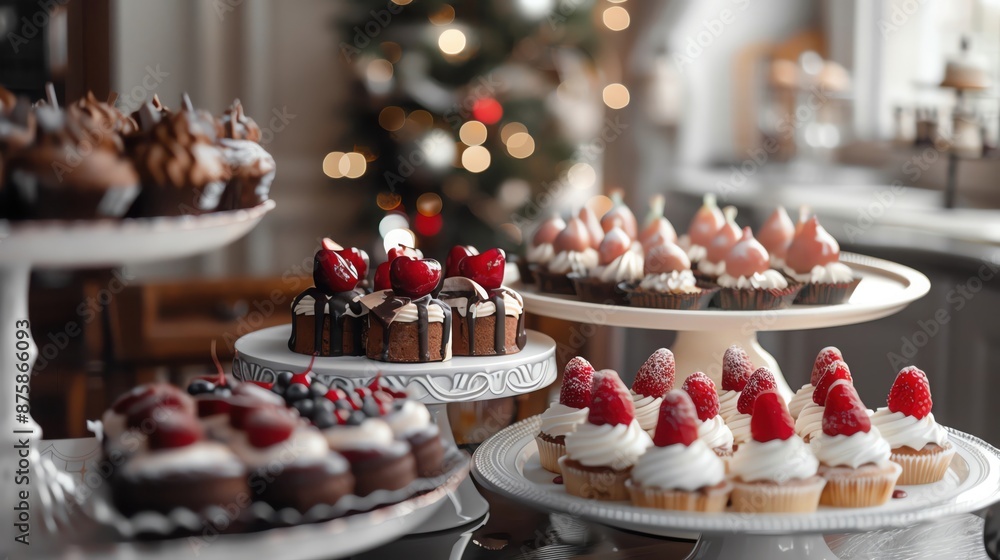 An assortment of clean desserts displayed on a decorative tray in a cozy kitchen, no text, An assortment of clean desserts displayed on a decorative tray in a cozy kitchen, no text,