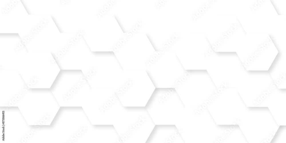 Obraz premium Abstract white 3d hexagon creative grid honeycomb structure mosaic pattern background. luxury minimal technology network abstraction tech digital tile vector wall banner surface polygon background.