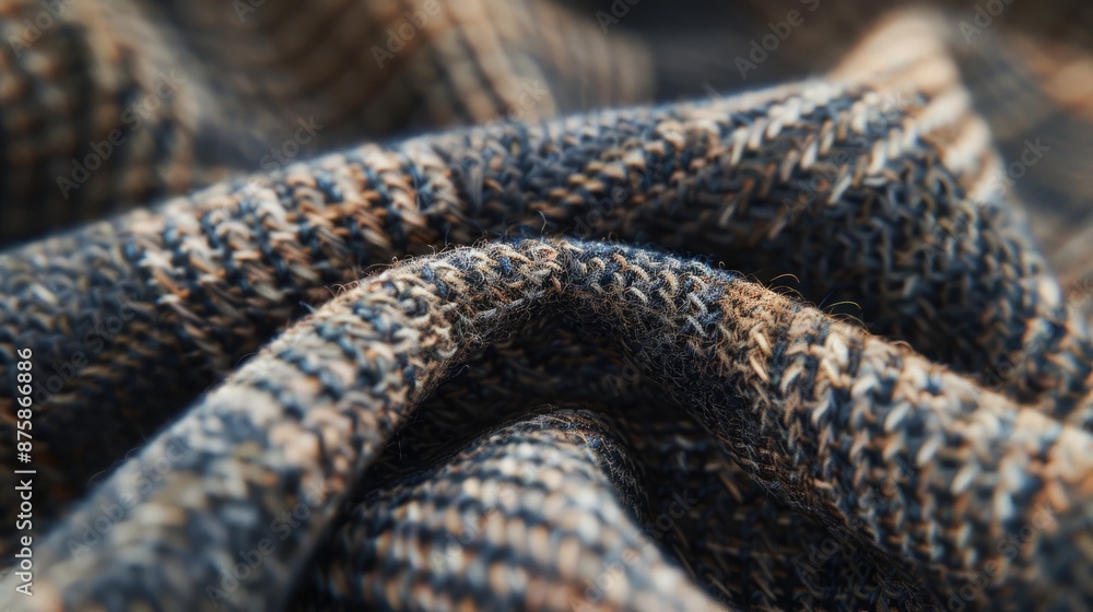 Close-up of a tweed fabric with a subtle checkered pattern, showcasing its textured surface and muted colors. Close-up of a tweed fabric with a subtle checkered pattern, showcasing its textured surface and muted colors.