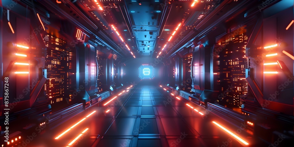 Futuristic Corridor with Neon Lights Futuristic Corridor with Neon Lights