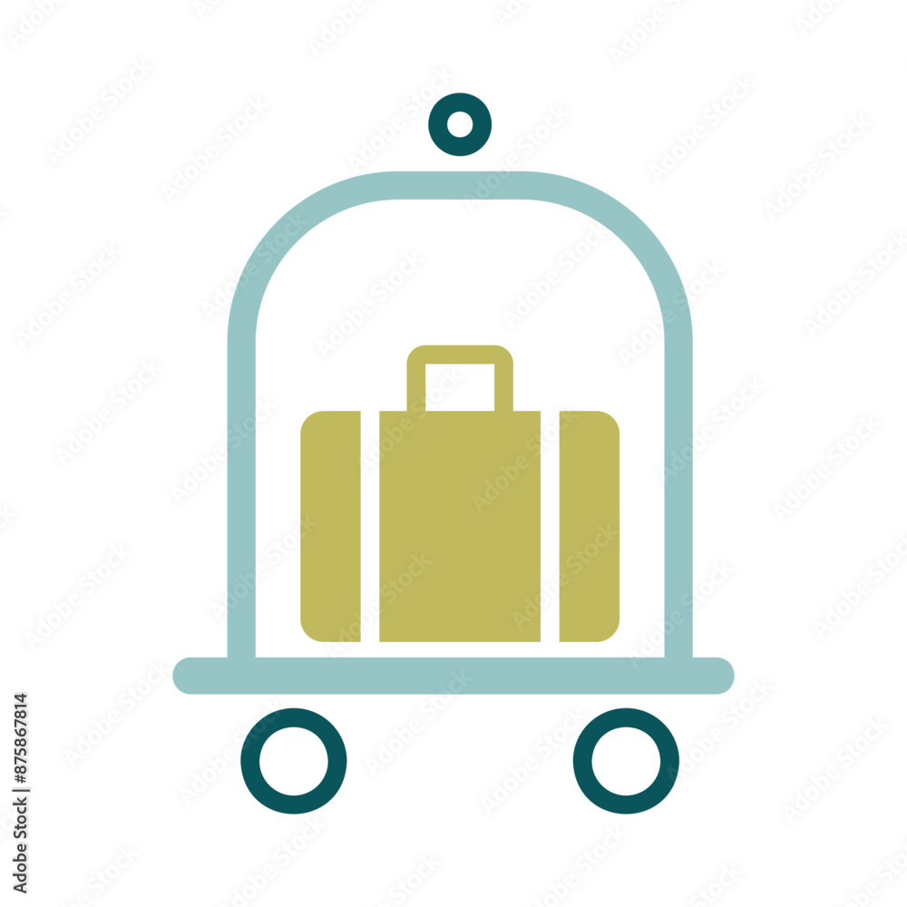 Baggage, luggage, suitcases on trolley vector icon Baggage, luggage, suitcases on trolley vector icon