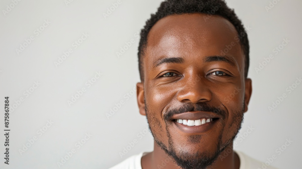 Obraz premium Portrait of a smiling young African-American man with a beard.