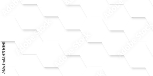 Abstract white 3d hexagon creative grid honeycomb structure mosaic pattern background. luxury minimal technology network abstraction tech digital tile vector wall banner surface polygon background.