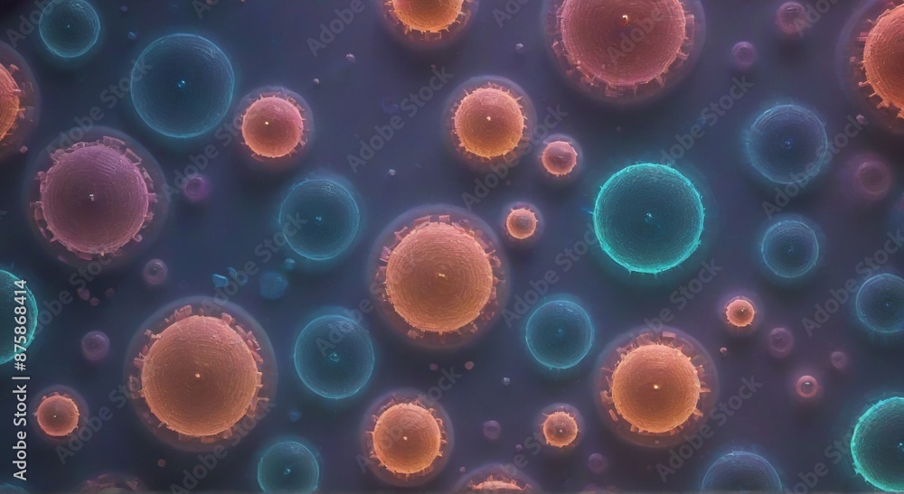3D illustration of human blood cells with red, orange and blue cells 3D illustration of human blood cells with red, orange and blue cells