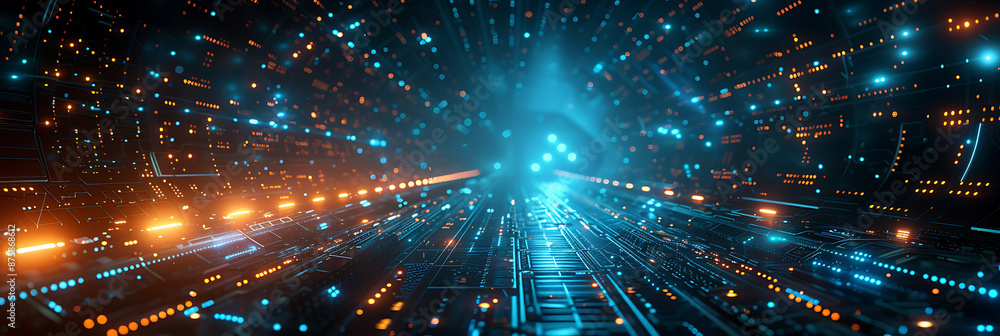 Obraz premium Vibrant Blue-Green Cyber Security Background with Abstract Patterns