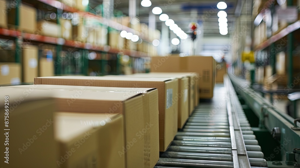 Fototapeta premium Production of cardboard boxes in a factory 