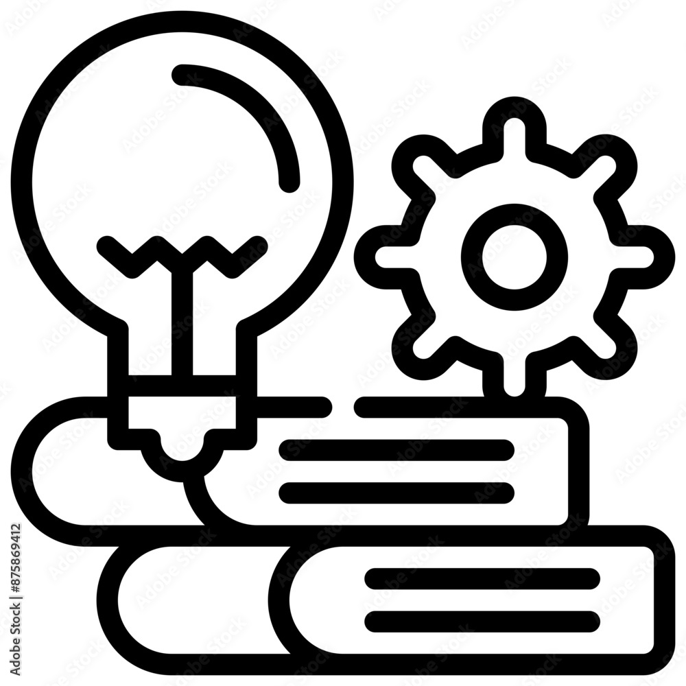 bulb gear wheel book stack education knowledge simple line bulb gear wheel book stack education knowledge simple line