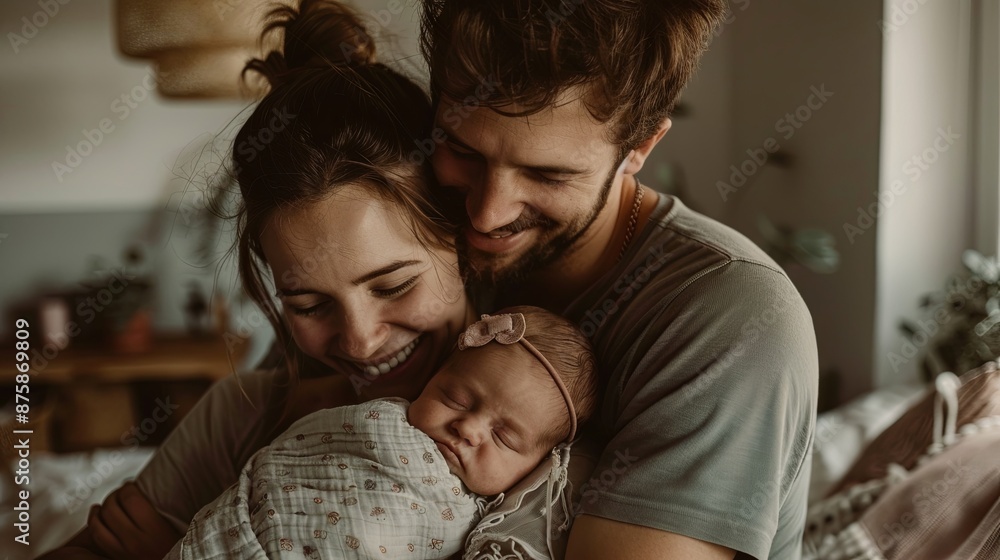 Obraz premium Happy family with child at home