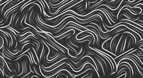 Black and white abstract wavy background. 3d rendering, 3d illustration.
