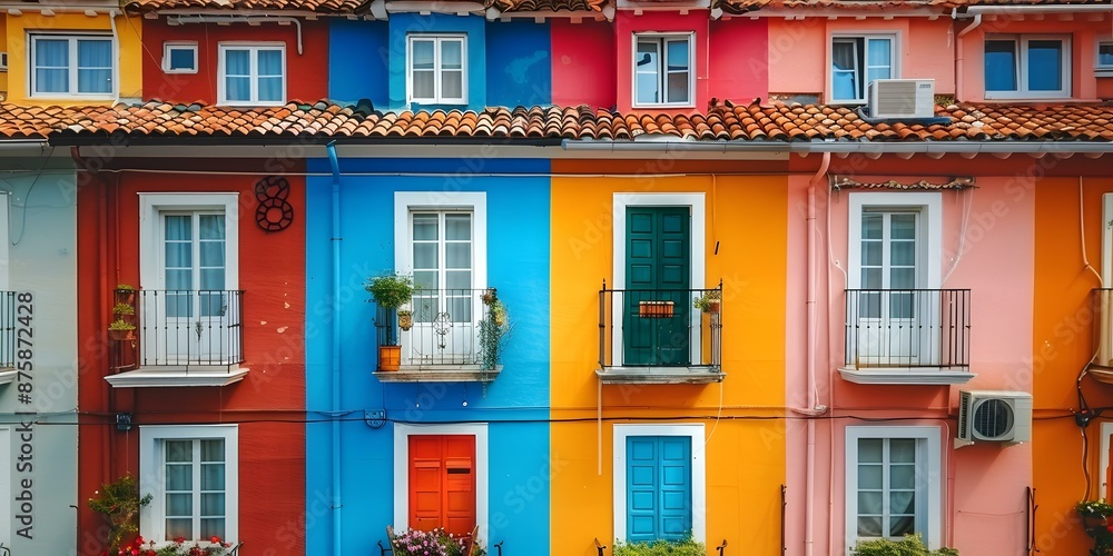 Obraz premium Colorful building facades in Comillas, Spain