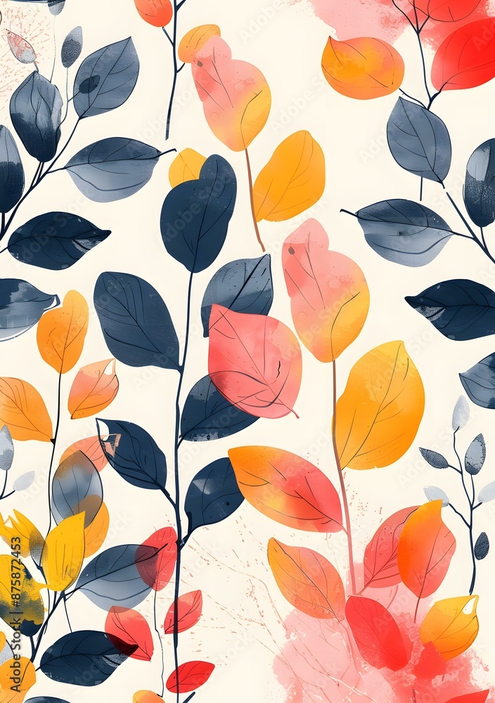 Watercolor Abstract Leaves Pattern Watercolor Abstract Leaves Pattern