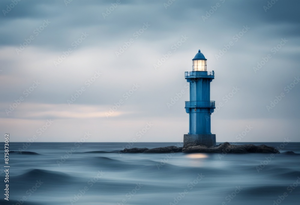 landscape surrealist lighthouse sea ocean fineart art blue minimalistic coastal landscape surrealist lighthouse sea ocean fineart art blue minimalistic coastal