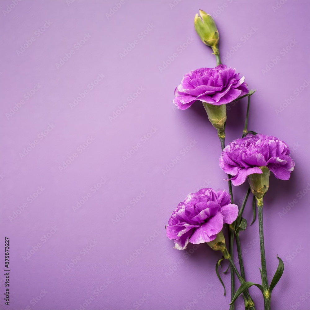 Blue Carnations on Pink Background - Beautiful Flowers for Spring - Colored Carnation - Background for Mother's Day, Woman's Day, Valentine's Day or Birthday - Space for Copy or Text