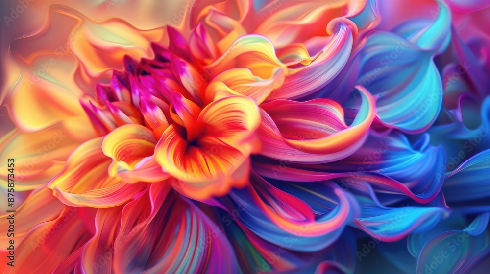 Obraz premium Surrealistic dahlia bloom macro in pop art style