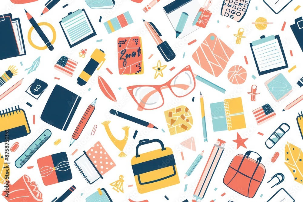 Bright red background featuring a Black schoolgirl with books, glasses on, Bright red background featuring a Black schoolgirl with books, glasses on,