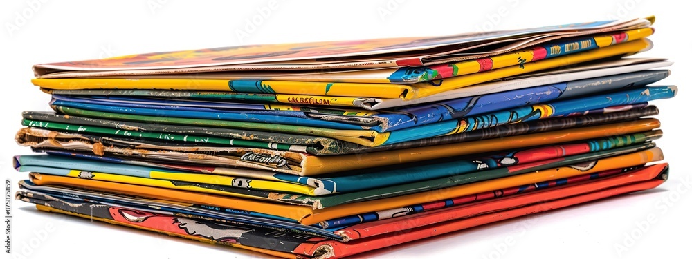 Stack of colorful comic books isolated on white background Stack of colorful comic books isolated on white background
